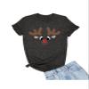 Small Heather Black Mens Christmas Reindeer Rudolf Face Funny Holiday T-Shirt view 1