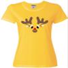 Large Yellow Women Christmas Reindeer Rudolf Face Funny Holiday T-Shirt view 4