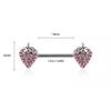 14GA 316L Stainless Steel CZ Crystal Paved Strawberry Nipple Barbells, Sold as a Pair (Gold Tone) view 2