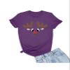 XX-Large Purple Mens Christmas Reindeer Rudolf Face Funny Holiday T-Shirt view 1