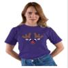 XX-Large Purple Mens Christmas Reindeer Rudolf Face Funny Holiday T-Shirt view 2