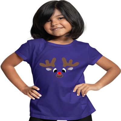 Small Purple Youth Christmas Reindeer Rudolf Face Funny Holiday T-Shirt