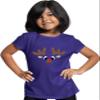 Small Purple Youth Christmas Reindeer Rudolf Face Funny Holiday T-Shirt view 1