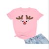 5X-Large Pink Mens Christmas Reindeer Rudolf Face Funny Holiday T-Shirt view 1