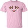 5X-Large Pink Mens Christmas Reindeer Rudolf Face Funny Holiday T-Shirt view 3