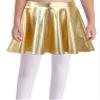 renvena Kids Girls Shiny Metallic Stretchy Flared High Waist Mini Skater Skirt A-Line Pleated Athletic Dance Skirt Gold 14 Years view 2