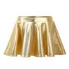 renvena Kids Girls Shiny Metallic Stretchy Flared High Waist Mini Skater Skirt A-Line Pleated Athletic Dance Skirt Gold 14 Years view 3