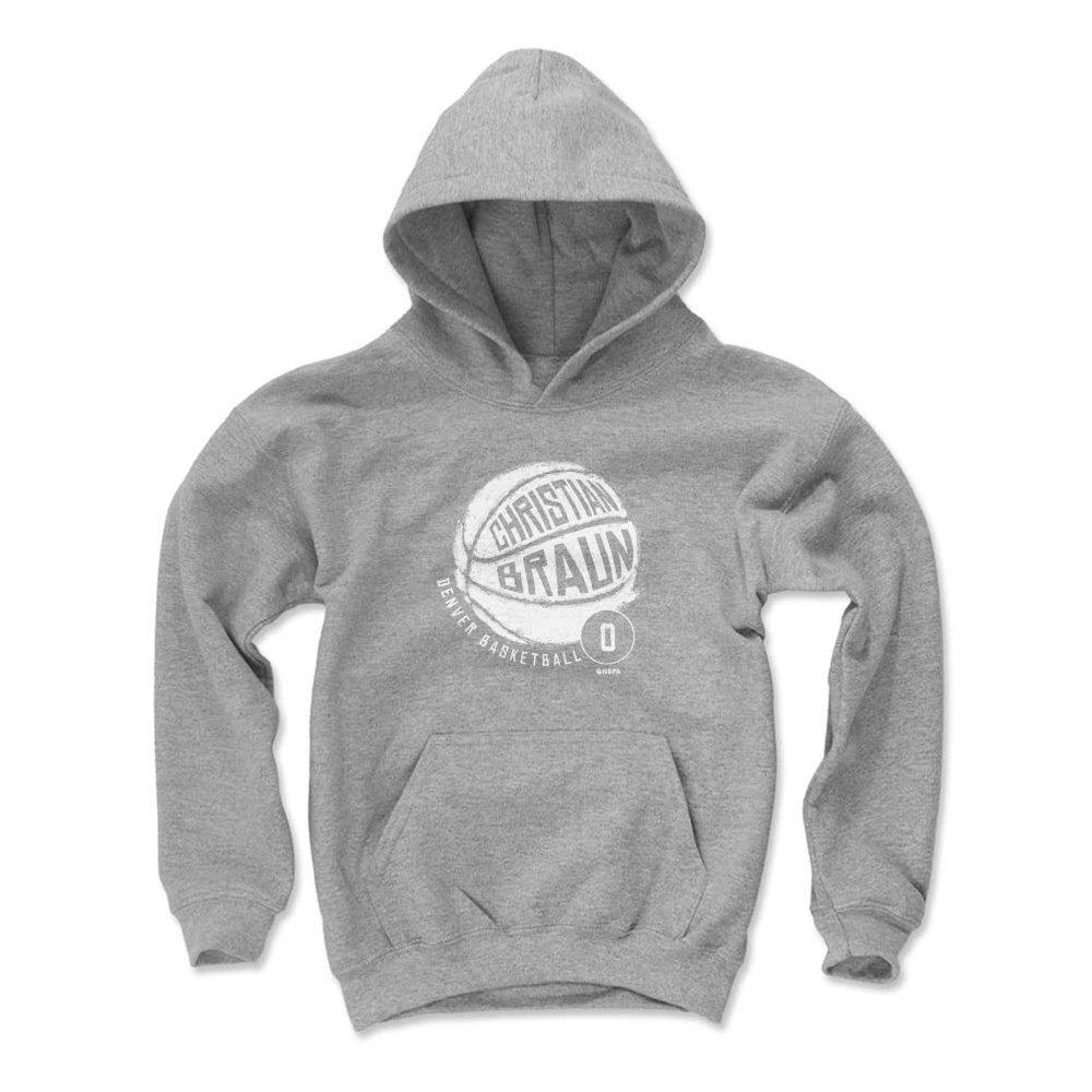 500 LEVEL Christian Braun Youth Sweatshirt (Youth Hoodie, Large, Gray) - Christian Braun Denver Basketball WHT