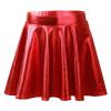 renvena Kids Girls Shiny Metallic Stretchy Flared High Waist Mini Skater Skirt A-Line Pleated Athletic Dance Skirt Red 14 Years view 1