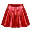 renvena Kids Girls Shiny Metallic Stretchy Flared High Waist Mini Skater Skirt A-Line Pleated Athletic Dance Skirt Red 14 Years view 2
