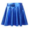 renvena Kids Girls Shiny Metallic Stretchy Flared High Waist Mini Skater Skirt A-Line Pleated Athletic Dance Skirt Royal Blue 14 Years view 1