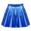 renvena Kids Girls Shiny Metallic Stretchy Flared High Waist Mini Skater Skirt A-Line Pleated Athletic Dance Skirt Royal Blue 14 Years view 2
