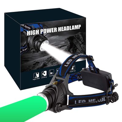 GRACETOP Green Light Headlamp,3 Mode Green LED headlamp,Zoomable Green headlamp,Adjustable Focus Green Hunting Light Kit for Hog Coyote Bobcat Varmint Hunting