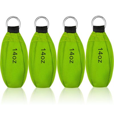 Oudain 4 Pieces Throw Weight Bags Bulk Arborist Climbing Rope Bags 14 oz / 400g Durable Multi-layer Outdoor Throw Bag Professional Multi Bag for Tree Rock Spelunking(Green)