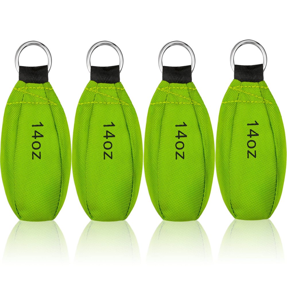 Oudain 4 Pieces Throw Weight Bags Bulk Arborist Climbing Rope Bags 14 oz / 400g Durable Multi-layer Outdoor Throw Bag Professional Multi Bag for Tree Rock Spelunking(Green)
