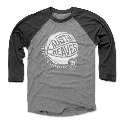 500 LEVEL Austin Reaves 3/4 Sleeve T-Shirt - Austin Reaves Los Angeles L Basketball WHT (Black/Heather Gray, XXX-Large)