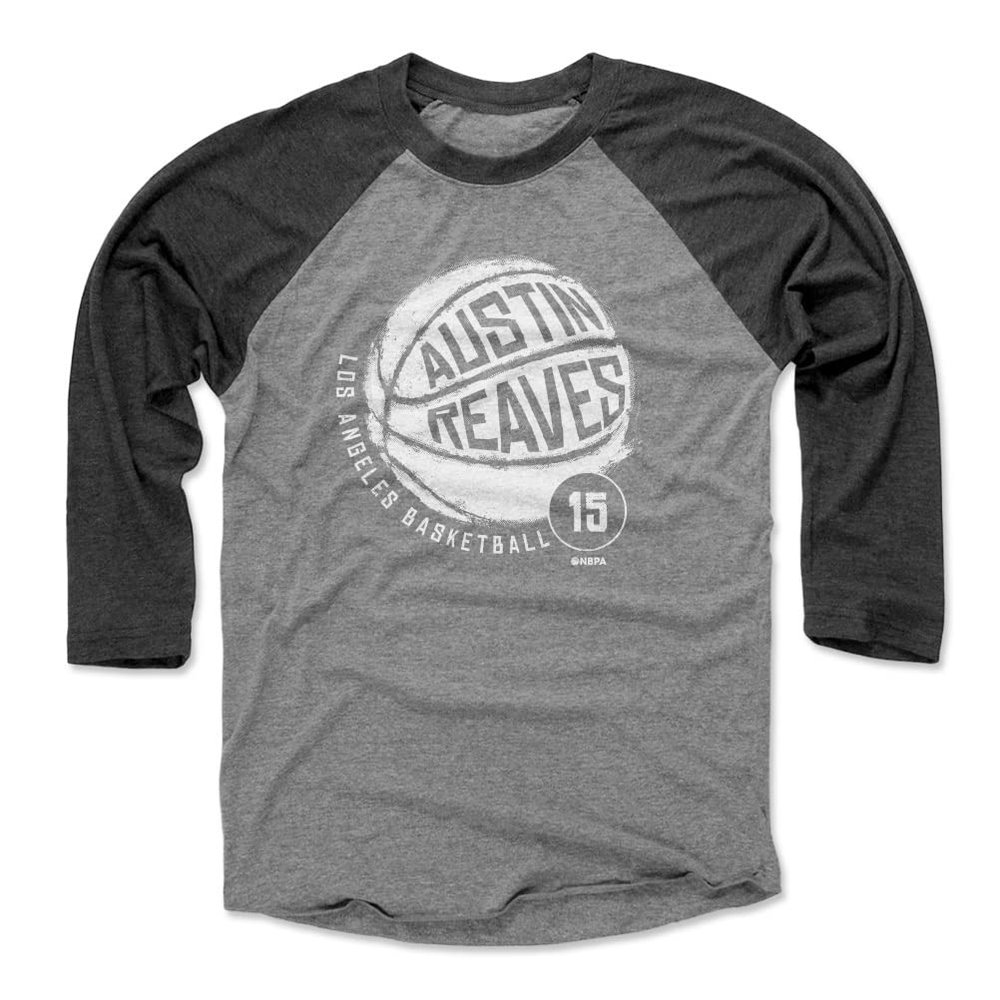 500 LEVEL Austin Reaves 3/4 Sleeve T-Shirt - Austin Reaves Los Angeles L Basketball WHT (Black/Heather Gray, XXX-Large)