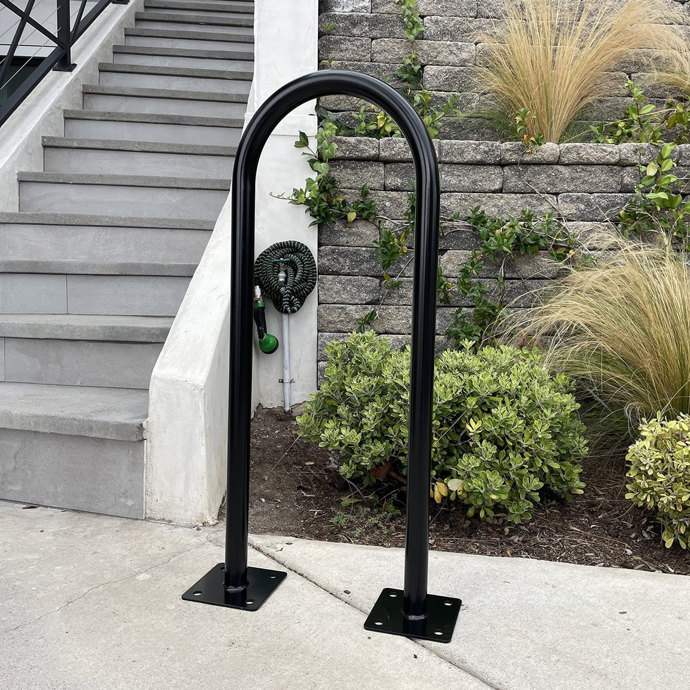 Sandbaggy In Ground Bike Rack | U Shaped, Commercial, Outdoor, 1 Loop, Steel | Black, 14.5" x 34" (10)