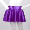 dPois Girls Kids Shiny Metallic Flared Pleated Mini Skirt A-Line Skater Skort Ballet Jazz Hip Hop Dance Outfit Purple A 6 view 2