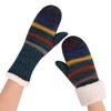 XGOPTS Womens Thick Fuzzy Lined Mitten Gloves Winter Warmer Thermal Fleece Lining Chunky Cable Knit Gloves Cold Weather Hand Warmers (Navy) view 3
