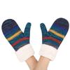 XGOPTS Womens Thick Fuzzy Lined Mitten Gloves Winter Warmer Thermal Fleece Lining Chunky Cable Knit Gloves Cold Weather Hand Warmers (Navy) view 4