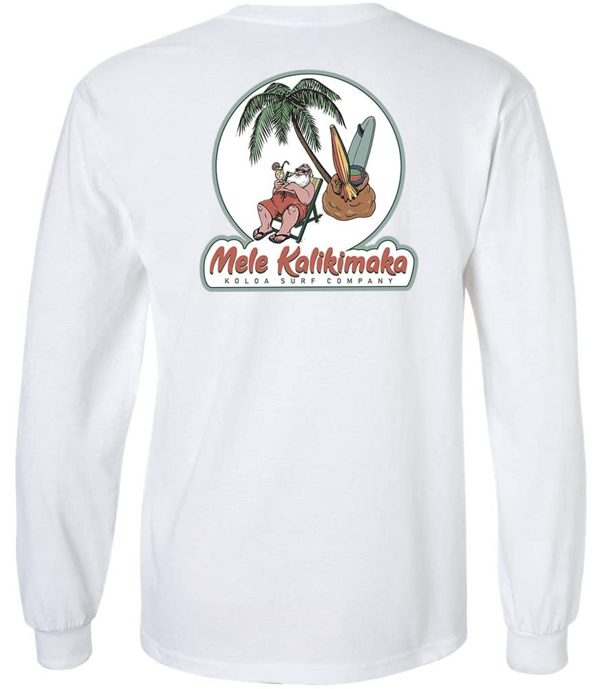 Koloa Surf Men's Chillin' Santa Logo Long Sleeve T-Shirts-Tall-4XLT-White/c