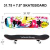 WhiteFang Skateboards for Beginners, Complete Skateboard 31 x 7.88, 7 Layer Canadian Maple Double Kick Concave Standard and Tricks Skateboards for Kids and Beginners (Pink Fantasy) view 2