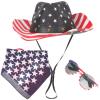 1 Set Denim Suit Patriotic Sunglasses Patriotic Bandanas for Men Cowgirl Hat Independence Day Costume Men 4th of July Accessories Usa Bandana Man Hat Beach Hat Women's view 1
