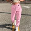 Womens Sweatpants Baggy High Waisted Fall Pants Cinch Bottom Joggers with Pockets Y2k Cotton Athletic Trousers A-Pink view 2