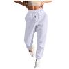 Womens Sweatpants Baggy High Waisted Fall Pants Cinch Bottom Joggers with Pockets Y2k Cotton Athletic Trousers A-White view 1