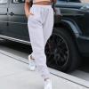 Womens Sweatpants Baggy High Waisted Fall Pants Cinch Bottom Joggers with Pockets Y2k Cotton Athletic Trousers A-White view 4