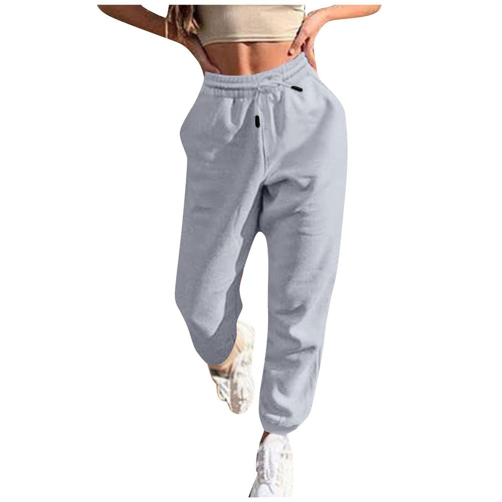 Womens Sweatpants Baggy High Waisted Fall Pants Cinch Bottom Joggers with Pockets Y2k Cotton Athletic Trousers A-Gray