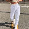 Womens Sweatpants Baggy High Waisted Fall Pants Cinch Bottom Joggers with Pockets Y2k Cotton Athletic Trousers A-White view 2
