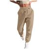 Womens Sweatpants Baggy High Waisted Fall Pants Cinch Bottom Joggers with Pockets Y2k Cotton Athletic Trousers A-Khaki view 1