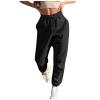 Womens Sweatpants Baggy High Waisted Fall Pants Cinch Bottom Joggers with Pockets Y2k Cotton Athletic Trousers A-Black view 1