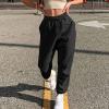 Womens Sweatpants Baggy High Waisted Fall Pants Cinch Bottom Joggers with Pockets Y2k Cotton Athletic Trousers A-Black view 2