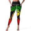 Bagea-Ka Jamaican Lion Flag Pattern High Waisted Leggings for Women Yoga Pants with Pocket Workout Sports Athletic view 1