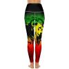Bagea-Ka Jamaican Lion Flag Pattern High Waisted Leggings for Women Yoga Pants with Pocket Workout Sports Athletic view 3