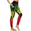 Bagea-Ka Jamaican Lion Flag Pattern High Waisted Leggings for Women Yoga Pants with Pocket Workout Sports Athletic view 4