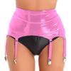 Women's High Waist Skirt Garter Belt 6 Claw Metal Wide Straps Sexy Leather Bodycon Mini Pencil Skirt 2# Pink X-Large view 2