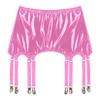 Women's High Waist Skirt Garter Belt 6 Claw Metal Wide Straps Sexy Leather Bodycon Mini Pencil Skirt 2# Pink X-Large view 4