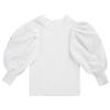 QinCiao Toddler Little Girl Puff Long Sleeve Pullover Tshirt Basic Solid T-Shirt Blouse Top White 12-18 Months view 1