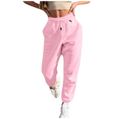 Womens Sweatpants Baggy High Waisted Fall Pants Cinch Bottom Joggers with Pockets Y2k Cotton Athletic Trousers A-Pink