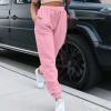 Womens Sweatpants Baggy High Waisted Fall Pants Cinch Bottom Joggers with Pockets Y2k Cotton Athletic Trousers A-Pink view 3