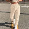 Womens Sweatpants Baggy High Waisted Fall Pants Cinch Bottom Joggers with Pockets Y2k Cotton Athletic Trousers A-Beige view 2