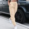 Womens Sweatpants Baggy High Waisted Fall Pants Cinch Bottom Joggers with Pockets Y2k Cotton Athletic Trousers A-Beige view 3