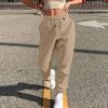 Womens Sweatpants Baggy High Waisted Fall Pants Cinch Bottom Joggers with Pockets Y2k Cotton Athletic Trousers A-Khaki view 2