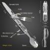 Joycube 6 in 1 Detachable Camping Utensils Flatware Set, Multifunction Travel Pocket Cutlery Folding Spoon, Fork, Knife, Wine Bottle Can Opener Portable Combo Set Stainless Steel view 2