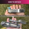 Joycube 6 in 1 Detachable Camping Utensils Flatware Set, Multifunction Travel Pocket Cutlery Folding Spoon, Fork, Knife, Wine Bottle Can Opener Portable Combo Set Stainless Steel view 4