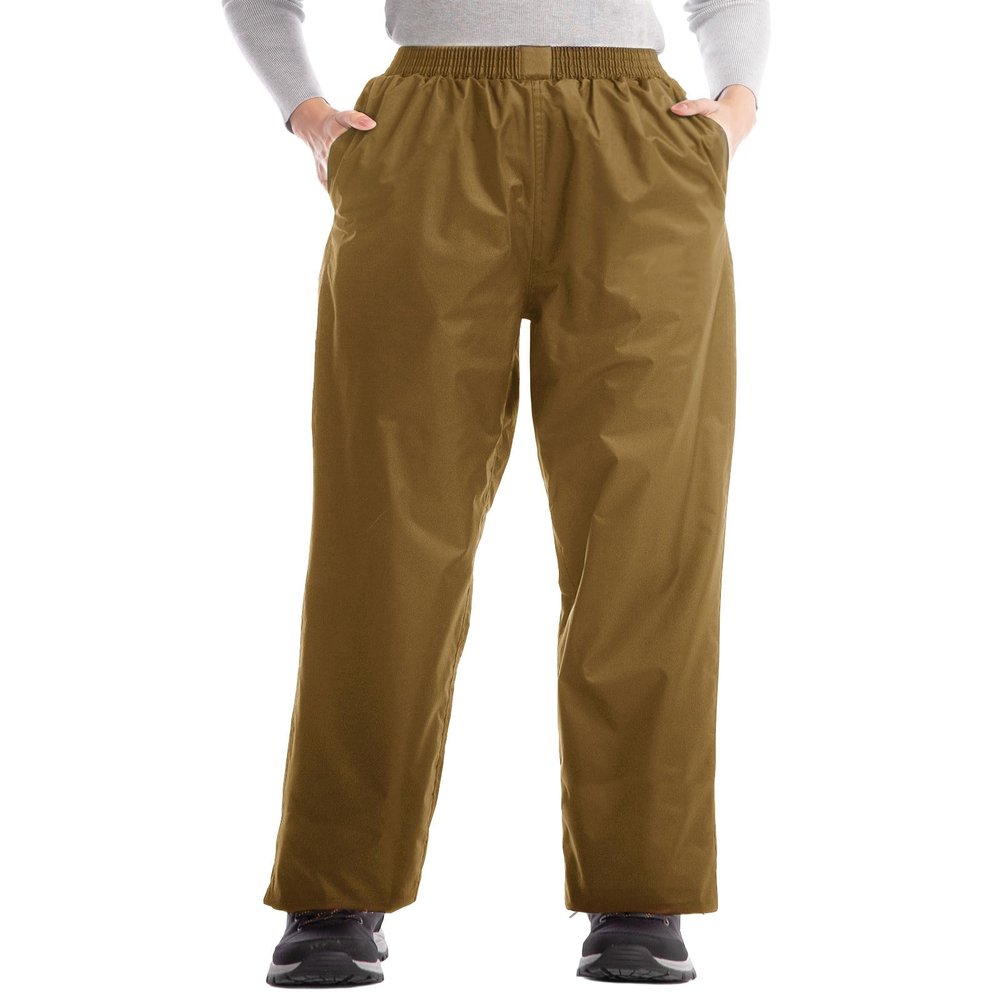 iCreek Women's Rain Pants Waterproof Hiking Pants Windproof Lightweight Over Pants Work Rain Outdoor for Golf, Fishing (Brown, XX-Large/31 Inseam)